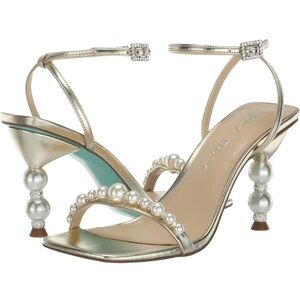 Betsey Johnson Women's Jacy Heeled Sandal, Size 6 - Gold/Pearl - SOOO cute! 😍❤️